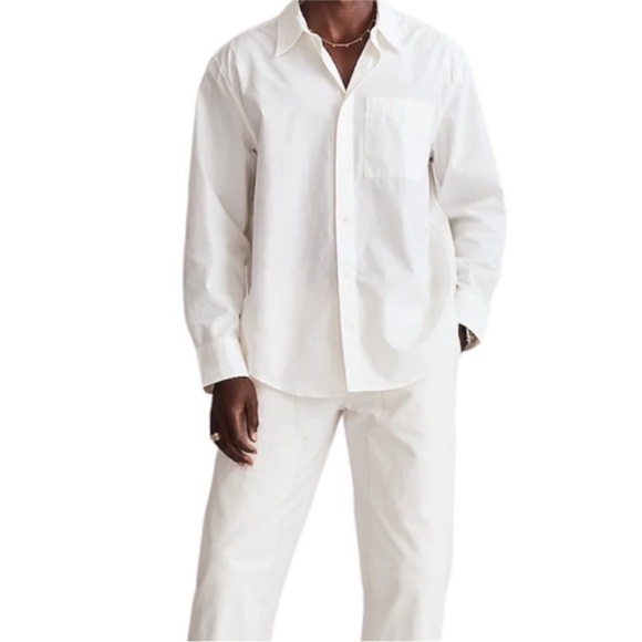 Madewell Men’s Poplin Easy Long-Sleeve Button Down Shirt Size Large White New - Picture 1 of 8